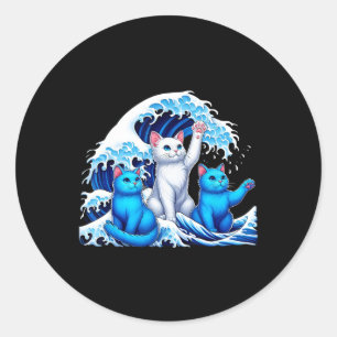 Harris blauwe katten zwaaien grappig voor kattenei ronde sticker