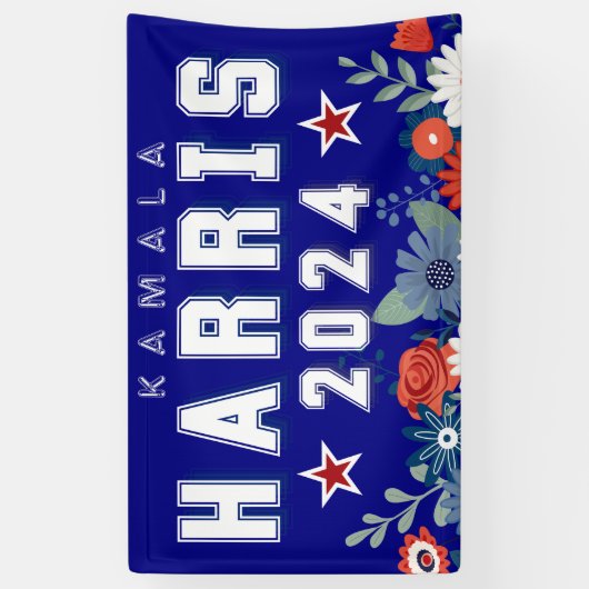 Harris Bloemenverkiezing 2024 Spandoek (Verticaal)
