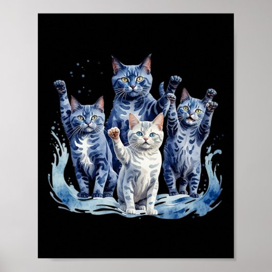 Harris Blue Cats Wave - Grappig voor katteneigenar Poster (Voorkant)