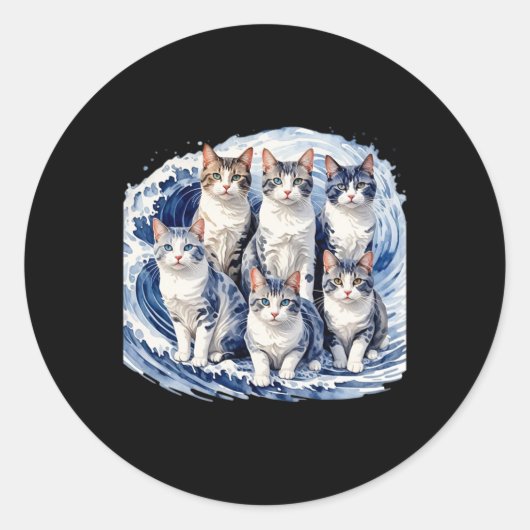Harris Blue Cats Wave - Grappig voor katteneigenar Ronde Sticker (Voorkant)