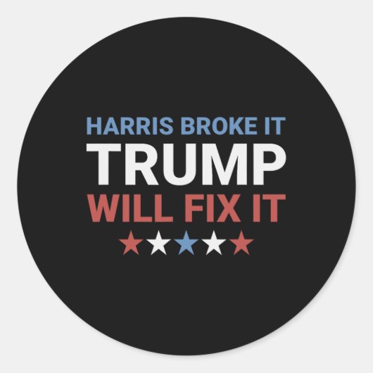 Harris brak het Trump zal het repareren Kamala bra Ronde Sticker (Voorkant)