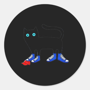 Harris Cat Dearing Blue Canvas Schoenen Tramples R Ronde Sticker