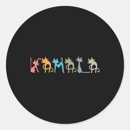 Harris Cat Lettering Positief Grappig Ronde Sticker (Voorkant)
