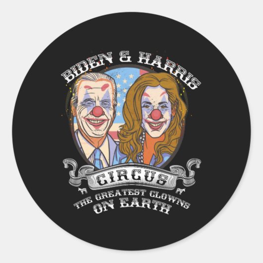 Harris Circus Grootste Clowns op Aarde Anti Biden Ronde Sticker (Voorkant)