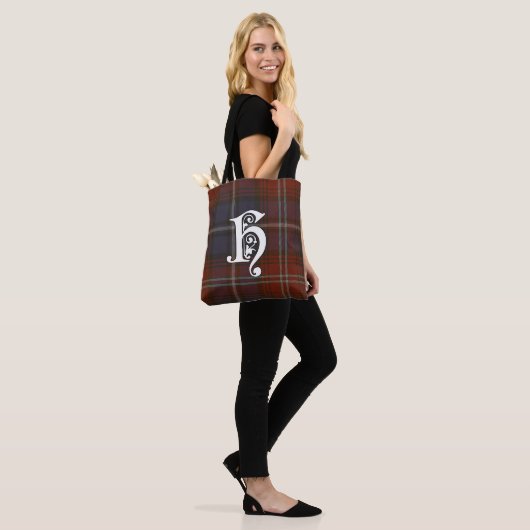 Harris Clan Tartan Monogram Tote Bag (Op model)