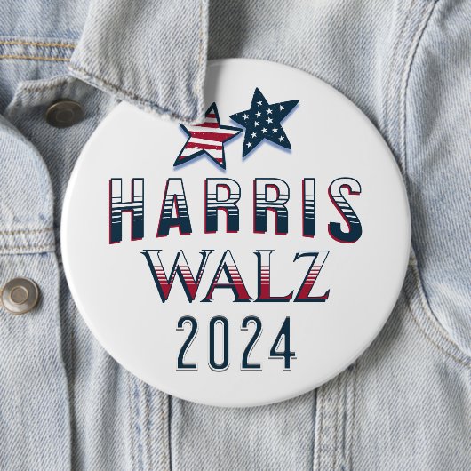 Harris en Walz Democraat POTUS 2024 Groot Ronde Button 6,0 Cm (In situ)
