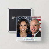 Harris en Walz We gaan niet terug 2024 Foto Vierkante Button 5,1 Cm (Voorkant /achterkant)