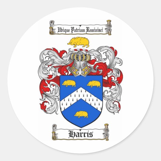 HARRIS FAMILY CREST - HARRIS WAPEN RONDE STICKER (Voorkant)
