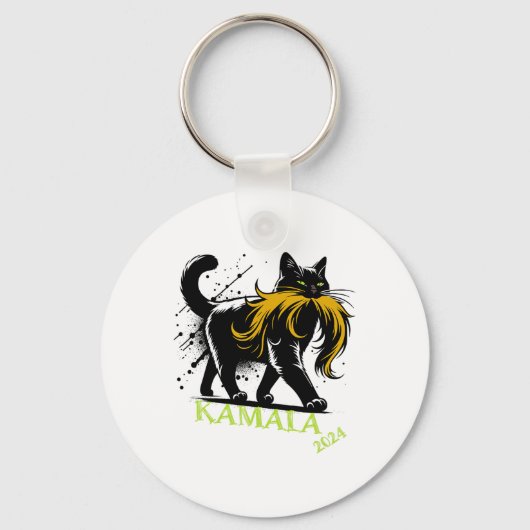 Harris Funny Retro Kinderloze Cat Lady President 2 Sleutelhanger (Voorkant)