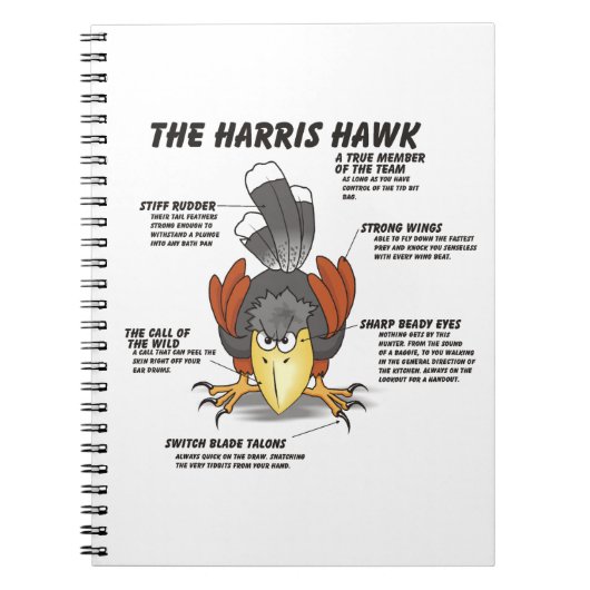 Harris Hawk Cartoon Notitieboek (Voorkant)