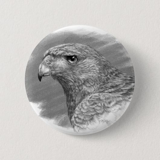 Harris Hawk Drawing Ronde Button 5,7 Cm (Voorkant)