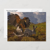 Harris Hawk en Jackrabbit - acryl Briefkaart (Voorkant / Achterkant)