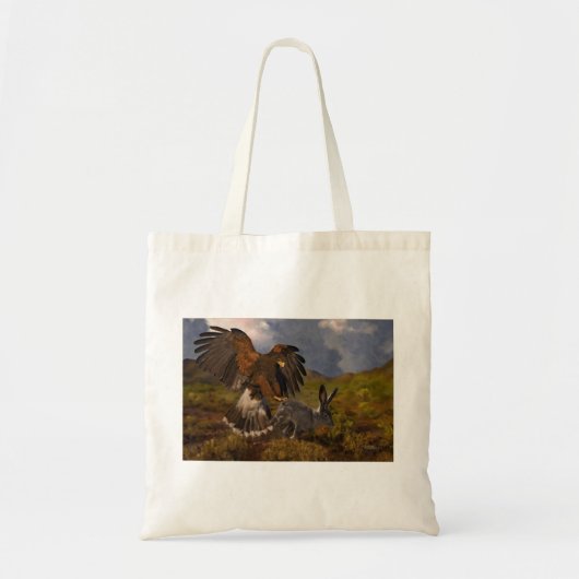 Harris Hawk en Jackrabbit - acryl Tote Bag (Voorkant)
