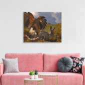 Harris Hawk en Jackrabbit Canvas Afdruk (Insitu (Woonkamer))