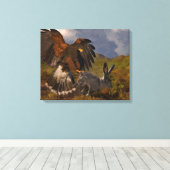 Harris Hawk en Jackrabbit Canvas Afdruk (Insitu (Houten vloer))