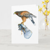 Harris Hawk op Glove-verjaardagskaart Kaart (Gele Bloem)