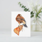 Harris hawk over Glove briefkaart (Staand voorkant)