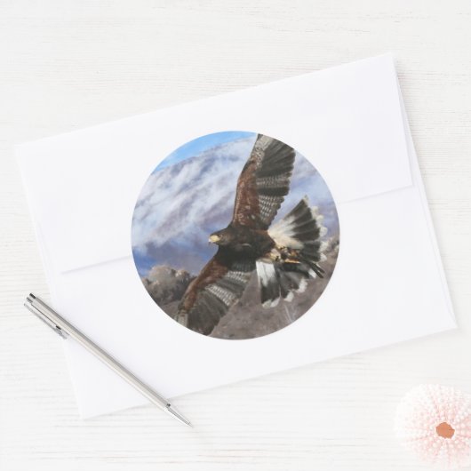 Harris Hawk- pastel Ronde Sticker (Envelop)