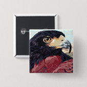 Harris Hawk textiel Vierkante Button 5,1 Cm (Voorkant /achterkant)