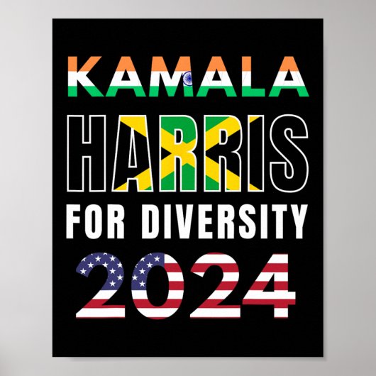 Harris India Jamaica Vlag Diversiteit 2024 Poster (Voorkant)