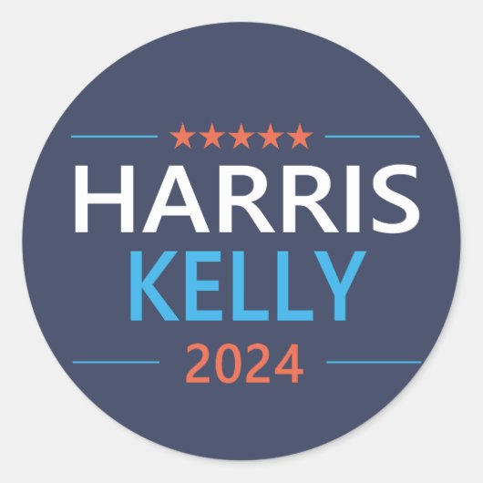 Harris Kelly 2024 Kamala Harris Democraat Ronde Sticker (Voorkant)
