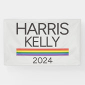 Harris Kelly 2024 LGBTQ Rainbow Pride Flag Spandoek (Horizontaal)