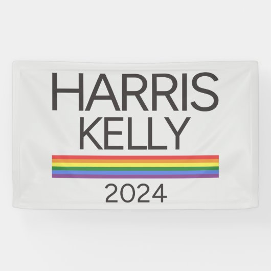 Harris Kelly 2024 LGBTQ Rainbow Pride Flag Spandoek (Horizontaal)