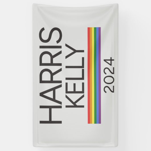 Harris Kelly 2024 LGBTQ Rainbow Pride Flag Spandoek (Verticaal)