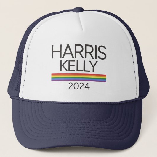 Harris Kelly 2024 LGBTQ Regenboog Pride Vlag Trucker Pet (Voorkant)