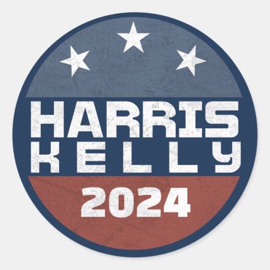 Harris Kelly 2024 Red Blue Campaign Ronde Sticker (Voorkant)
