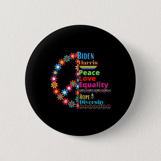 Harris Love Peace Diversity Equality Hope Shirt Ronde Button 5,7 Cm (Voorkant)