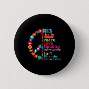 Harris Love Peace Diversity Equality Hope Shirt Ronde Button 5,7 Cm