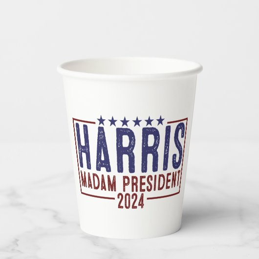 Harris Madam President 2024 Papieren Bekers (Achterkant)