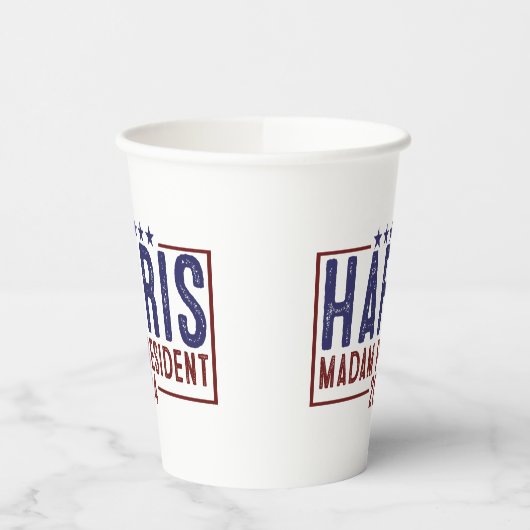 Harris Madam President 2024 Papieren Bekers (Links)