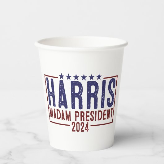 Harris Madam President 2024 Papieren Bekers (Voorkant)