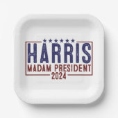 Harris Madam President 2024 Papieren Bordje (Voorkant)