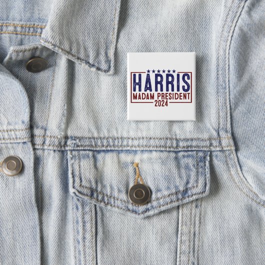Harris Madam President 2024 Vierkante Button 5,1 Cm (In situ)
