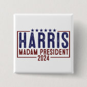 Harris Madam President 2024 Vierkante Button 5,1 Cm (Voorkant)