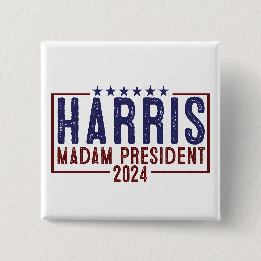 Harris Madam President 2024 Vierkante Button 5,1 Cm (Voorkant)