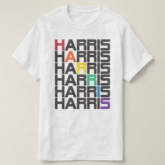 Harris Rainbow-tekststapels T-shirt (Design voorkant)
