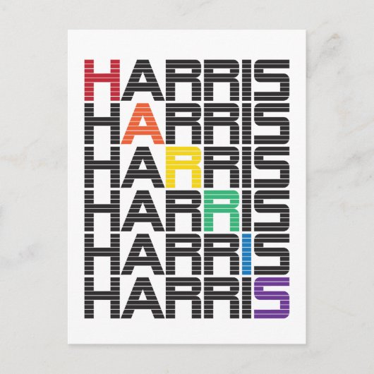 harris regenboogtekstblokken briefkaart (Voorkant)