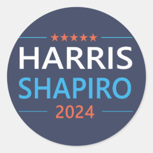 Harris Shapiro 2024 Kamala Harris Democraat Ronde Sticker