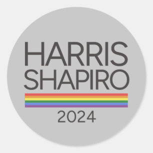 Harris Shapiro 2024 LGBTQ Pride Kamala Harris Ronde Sticker
