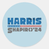 Harris Shapiro 2024 Patriottische  Streep Ronde Sticker (Voorkant)