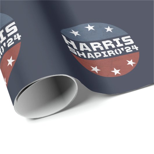 Harris Shapiro 2024  rood blauw Cadeaupapier (Rol Hoek)