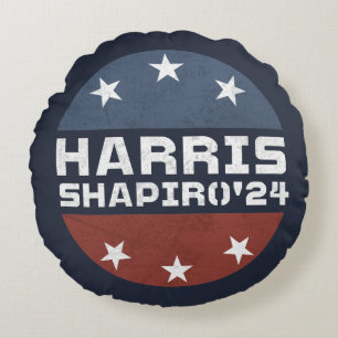 Harris Shapiro 2024  rood blauw Rond Kussen