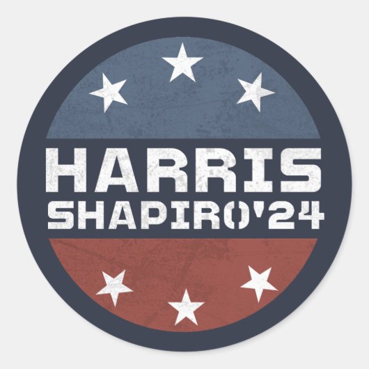 Harris Shapiro 2024 rood blauw Ronde Sticker (Voorkant)