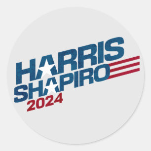 Harris Shapiro 2024 Sterren en Strepen Patriottisc Ronde Sticker