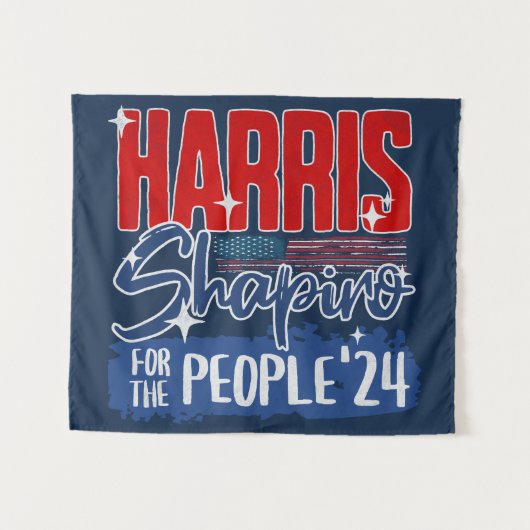 Harris Shapiro 2024 voor de Amerikaanse vlag Wandkleed (Voorkant (horizontaal))