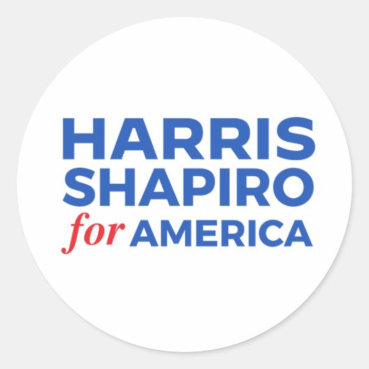 HARRIS SHAPIRO VOOR AMERIKA RONDE STICKER (Voorkant)